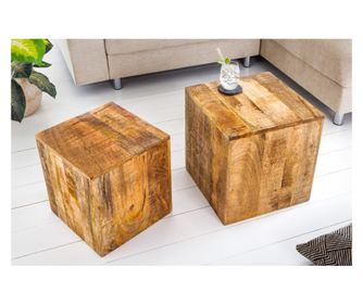 2 darabos dohányzóasztal szett, fa színű