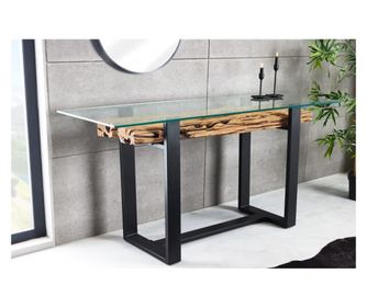 Konzolový stolík, prírodný, čierny