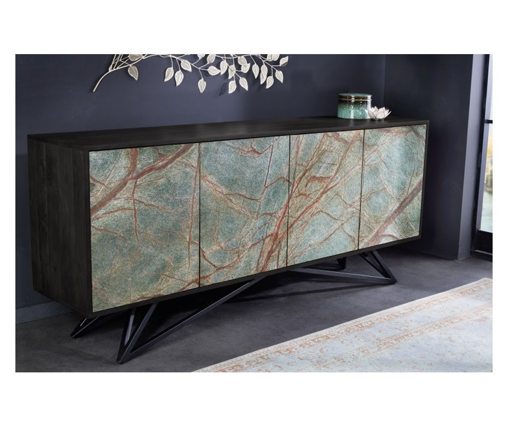 Komoda, prirodna, siva, crna