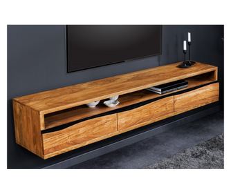 TV állvány, természetes hatású, mézszínű bevonattal