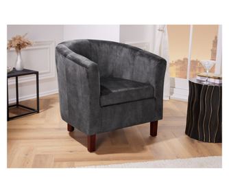 Fotel, sötétszürke, barna