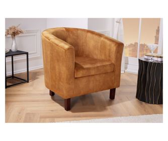 Fotoliu, galben muștar, maro