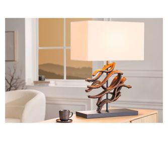 Namizna svetilka, črna, naravna, bež