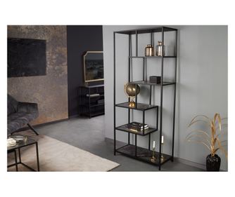 Regálový systém Vstyle Irresistible 289383, antracitová šedá, černá, MDF s mramorovým efektem, práškově lakovaná ocel 185x77x35