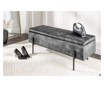 Klupa s prostorom za spremanje, siva, crna