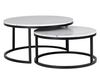 Комплект от 2 холни маси Lexington, Richmond Interiors, Черно, Бяло