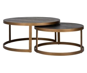 Комплект от 2 холни масички Blackbone Brass, Richmond Interiors, черно, златно, рустик черно