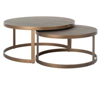 Комплект от 2 холни масички Bloomville, Richmond Interiors, сив, бронз, златист