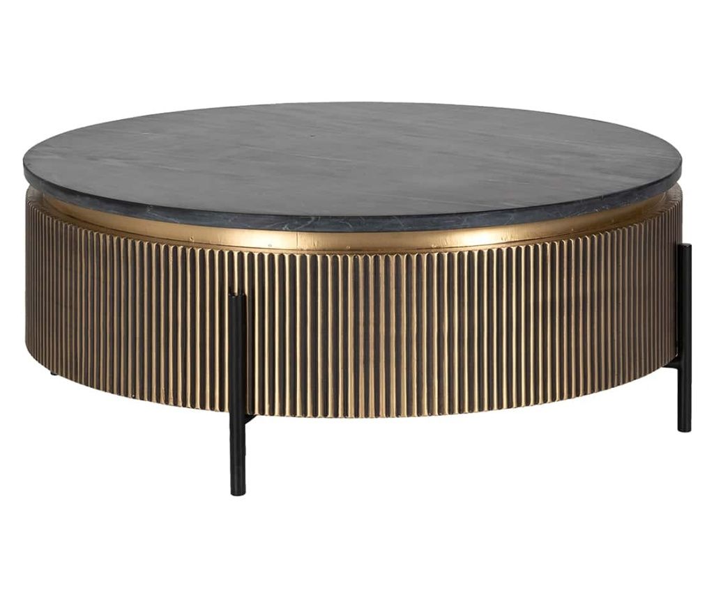 Măsuță de cafea Ironville 90Ø, Richmond Interiors, Gri, Negru, Auriu