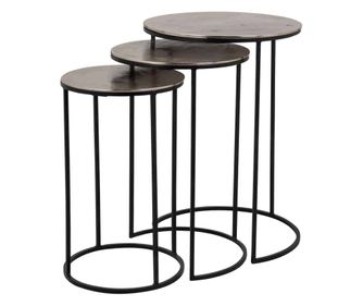 Nolan 3 részes dohányzóasztal szett, Richmond Interiors, fekete, szürke, pezsgőarany