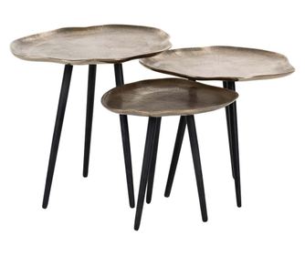 Volenta 3 részes dohányzóasztal szett, Richmond Interiors, fekete, arany, pezsgőarany