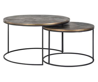 Комплект от 2 холни масички Tulum, Richmond Interiors, сив, черен