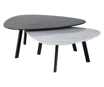 Trocadero dohányzóasztal szett, 2 darabos, Richmond Interiors, fekete, fehér