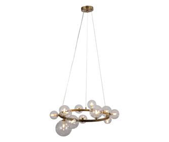 Yosie Gold Pendant Light, Richmond Interiors, Златист, Прозрачен, Желязо, Стъкло