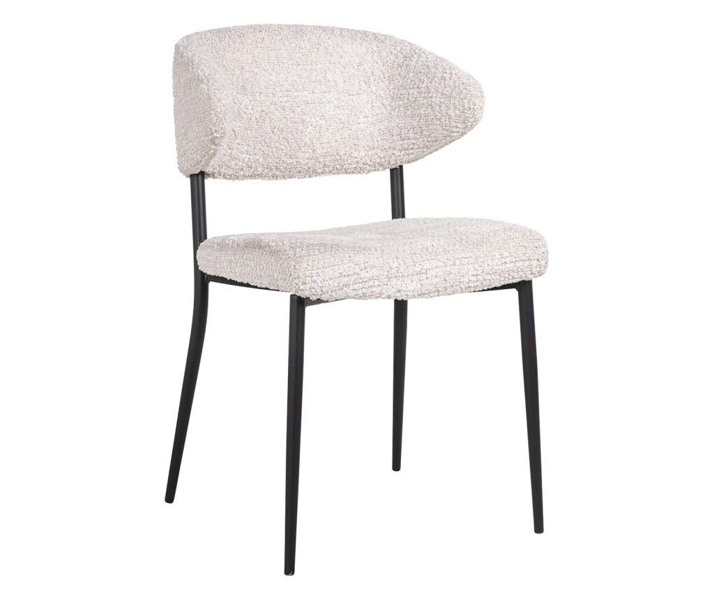 Set de 2 scaune Bea Lovely Cream, Richmond Interiors, Alb, Negru, Crem, Picioare Negre