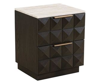 Stolik nocny z 2 szufladami Claremont, Richmond Interiors, czarny, kolor drewna, złoty