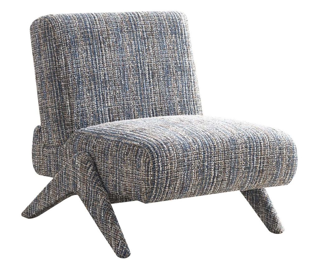 Lexi Blue Coco Armchair, Richmond Interiors, Krem, Modra, Pena, Bombaž, Vezan les