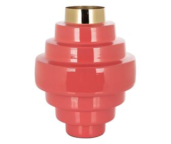 Διακοσμητικό Βάζο Akelei Ροζ, Richmond Interiors, Πορτοκαλί, Χρυσό