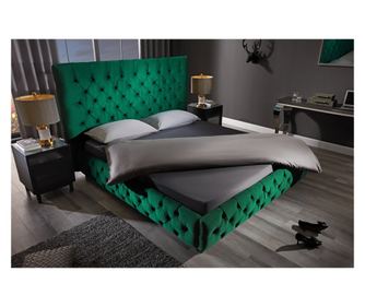 Vstyle Irresistible Ágy 286928, Sötétzöld, Fekete, Bársony (100% Poliészter), Tömör Fa 138x220x210
