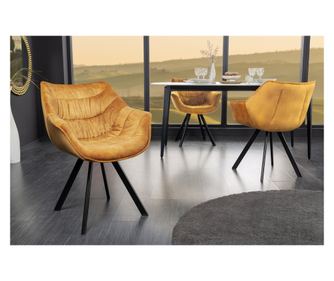 Komplet 2 stolov, gorčično rumena, črna