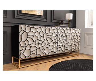 Fiókos szekrény, fekete, fehér és arany