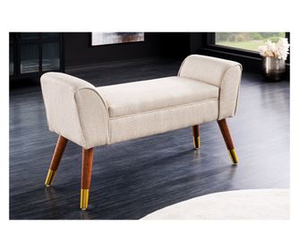 Bež klop z barvo lesa in zlatimi poudarki