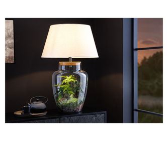 Stolna svjetiljka, prozirna, bež