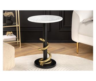 Pomoćni stolić, crna, bijela, zlatna