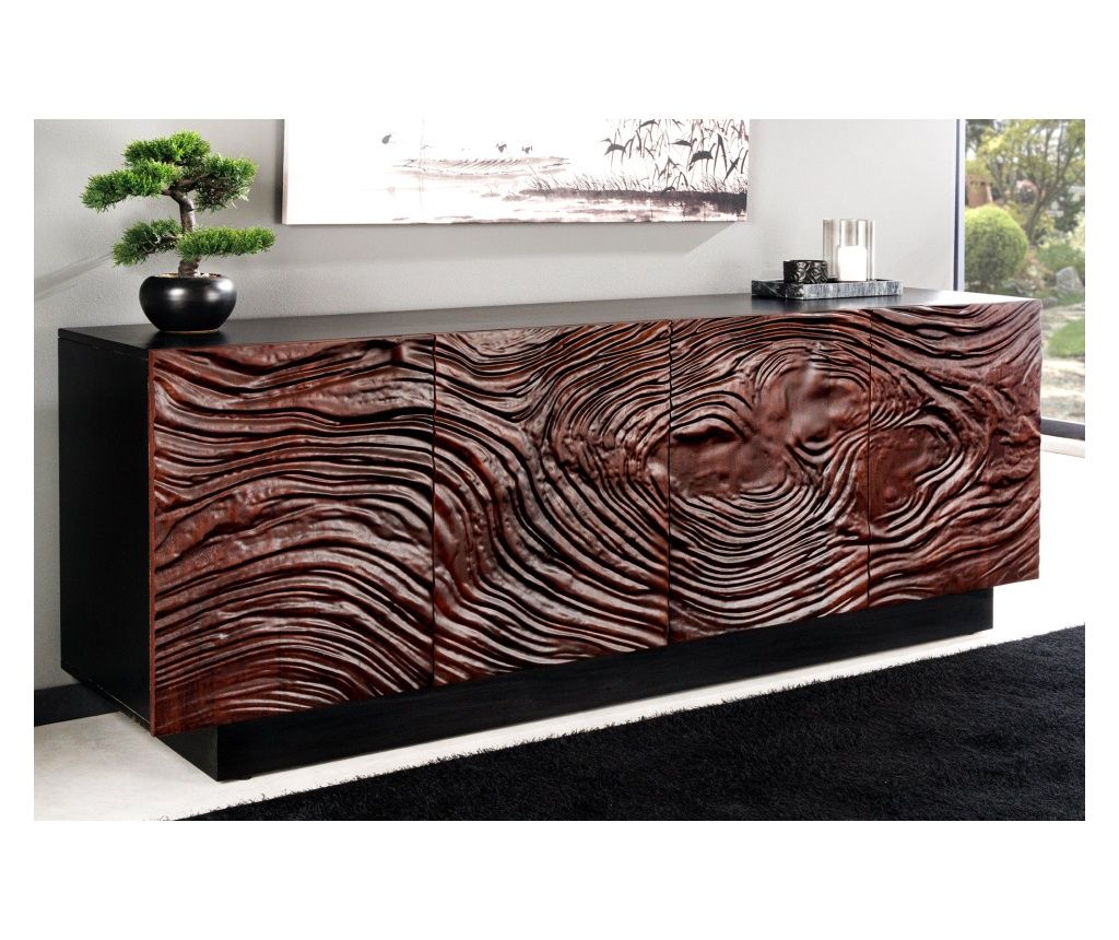 Komoda, crna, tamno smeđa