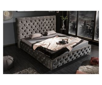 Łóżko, szaro-oliwkowe i czarne