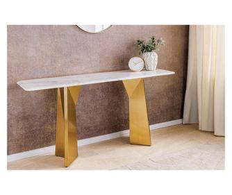 Konzolový stolík, biela a champagne