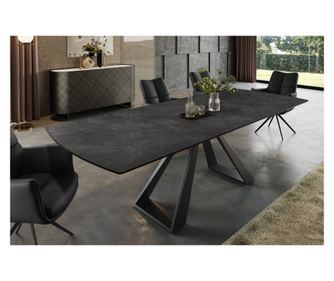 Vstyle Irresistible Étkezőasztal 289538, Szürke Márvány Hatású, Fekete, Kerámia, Edzett Üveg, Bevonatos Fém