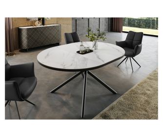 Blagovaonski stol, efekt bijelog mramora, crna