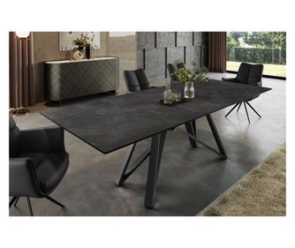 Τραπέζι φαγητού, γκρι εφέ μαρμάρου, μαύρο