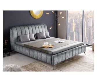 Łóżko, szare i czarne