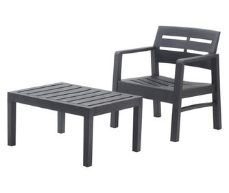 Set mobilier terasa/gradina, Progarden, Lombok, 3 piese , polipropilena, antracit, 2 scaune 63x58x74 cm, masa 74x55x38 cm, fara