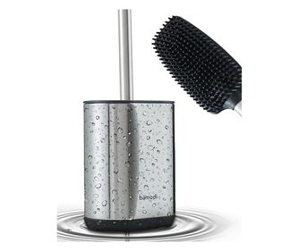Perie de toaleta din silicon cu suport pentru perie de toaleta, din otel inoxidabil Igienica, flexibila, moderna, eleganta si st