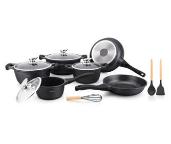 Royalty Line set od 10 mramornih lonaca BS1010M - crni