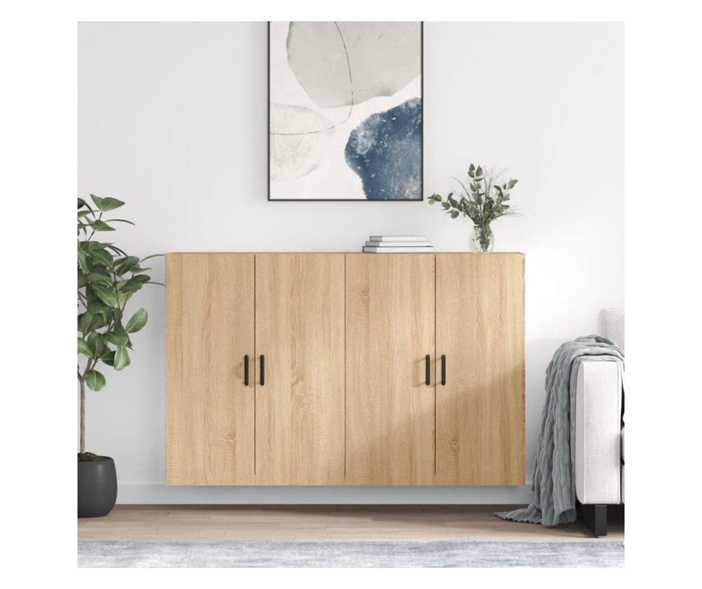 Dulapuri montate pe perete, 2 buc, stejar sonoma, 69,5x34x90 cm