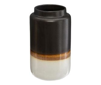 Vaza ceramica alb, negru si auriu