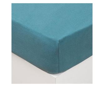 Cearceaf cu elastic wash cot albastru 160x200