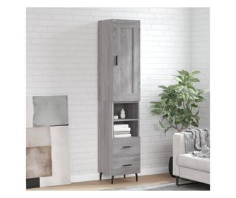 Dulap înalt, gri sonoma, 34,5x34x180 cm, lemn prelucrat