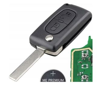 Techstar komplett autókulcs 2 gombbal, 407-es pengével, ID46 chippel és 433MHz frekvenciával – kompatibilis a Peugeot 2006–2011,