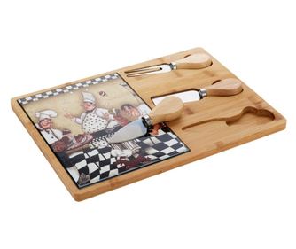 Pladanj za sir od bambusa i dolomita – set od 3 pribora, dostupna 4 modela