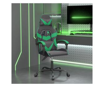 Zakretna gaming stolica, crna i zelena, eko koža