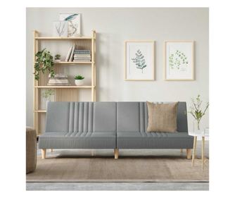 Raztegljiv kavč, svetlo siva, tekstilni material