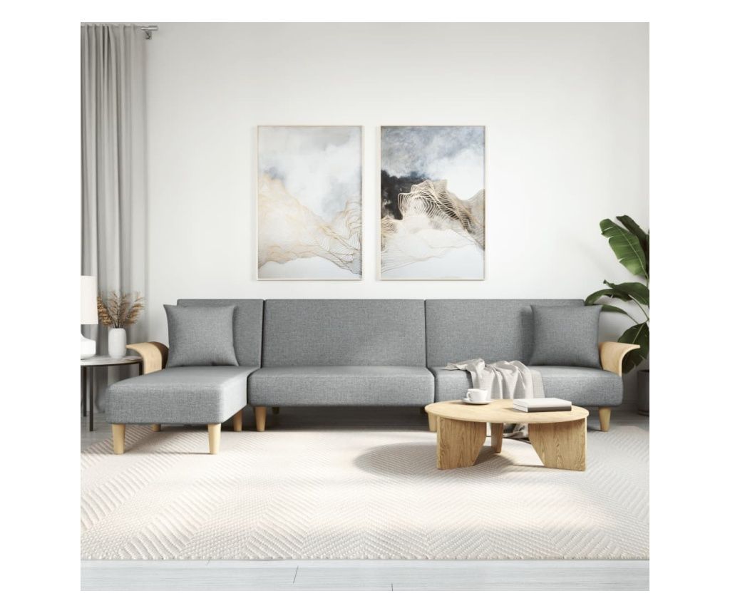 L-shaped Sofa Bed Grey 279x140x70 cm Velvet