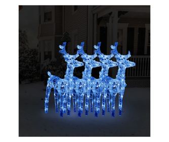 Božićni sobovi, 4 kom., plavi, 160 LED svjetala, akril