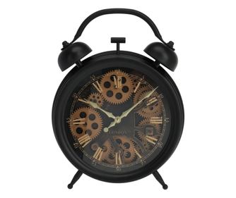 Dekorativni sat u vintage stilu - vidljivi mehanizam, zlatni rimski brojevi, dizajn zupčanika