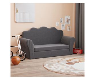 Otroška kavč s 2 sedežema, antracit, mehak pliš